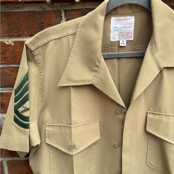 USMC E7 Service Charlie Short Khaki Sleeved Button Up Shirt 15-15 1/2 - Picture 2 of 8